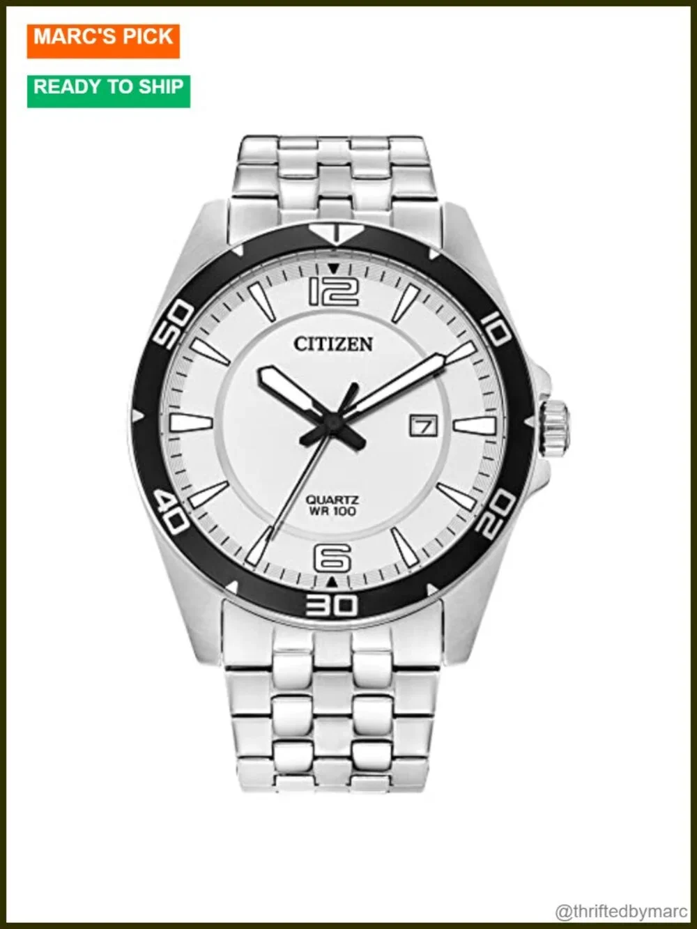 Men's Stainless Steel Watch with Quartz Movement, 42mm